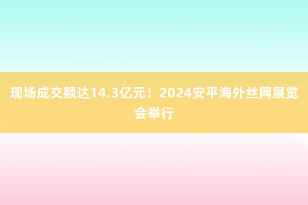 现场成交额达14.3亿元!2024安平海外丝网展览会举行