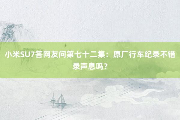小米SU7答网友问第七十二集：原厂行车纪录不错录声息吗？
